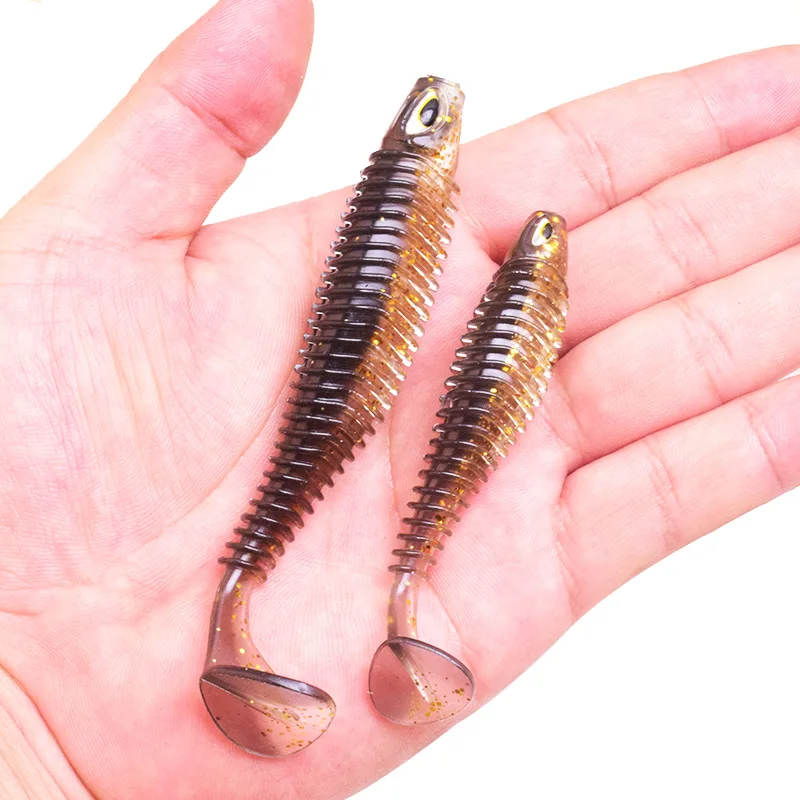 Proleurre shad Soft Lures 80mm 110mm Artificial 3D Eye Two color silicone Baits Fishing Lure leurre silicone Bait T Tail Wobbler