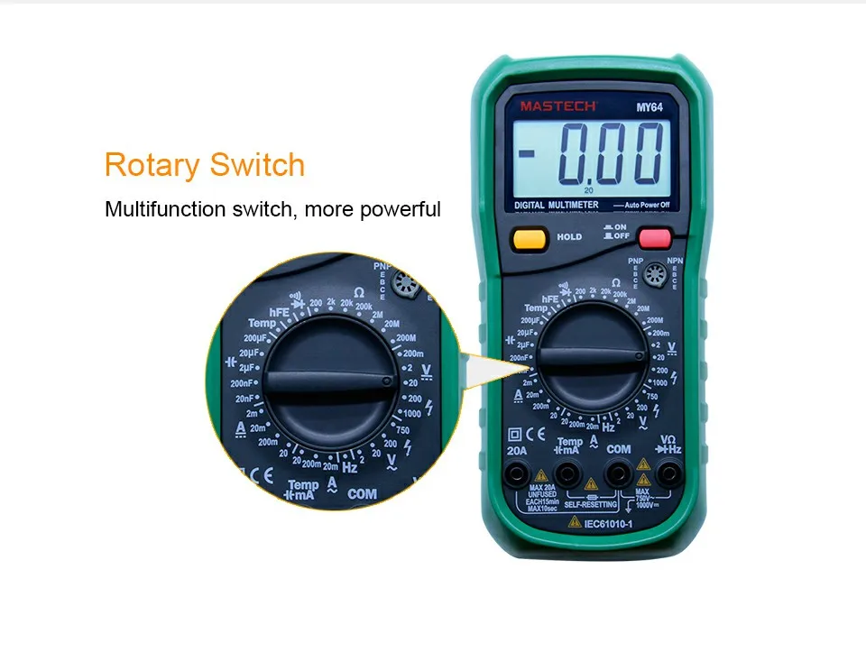 MASTECH MY64 цифровой мультиметр AC/DC DMM частота емкость измеритель температуры тест er w/hFE Тест Амперметр мульти тест er