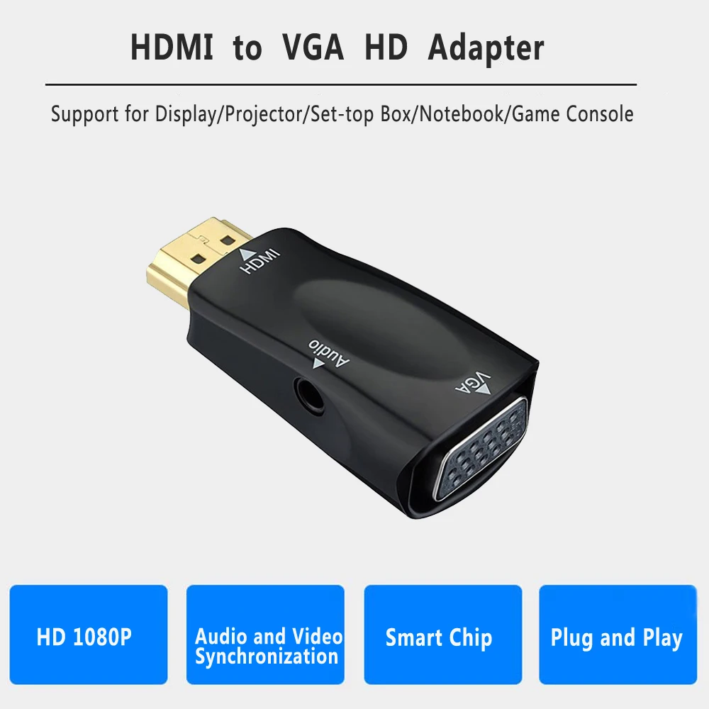 Urgrico адаптер hdmi-vga штекер в Famale конвертер HDMI VGA адаптер 1080 P аудио кабель для ПК ноутбука ТВ коробка дисплей проектор