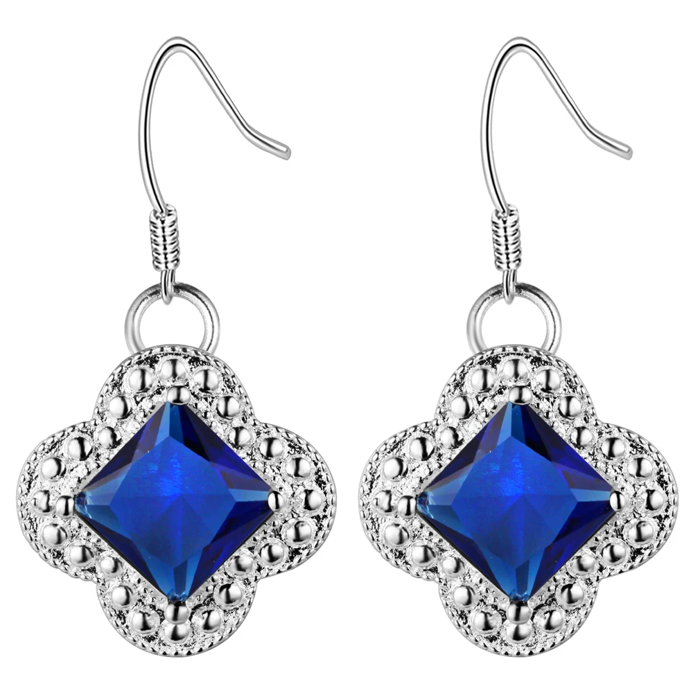 Посеребренные модные сережки в форме черного клевера оптовая продажа женских