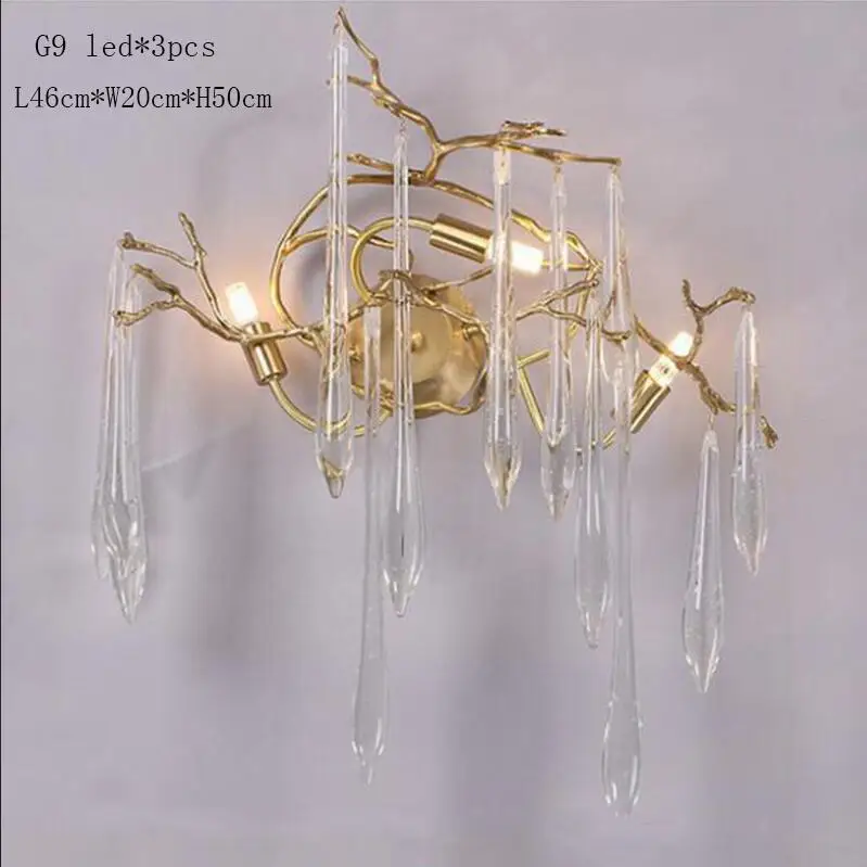 L46cm H50cm Художественный Хрустальный цветной глазурный настенный светильник роскошный художественный светодиодный светильник бра медные настенные лампы - Цвет абажура: L46cm H50cm