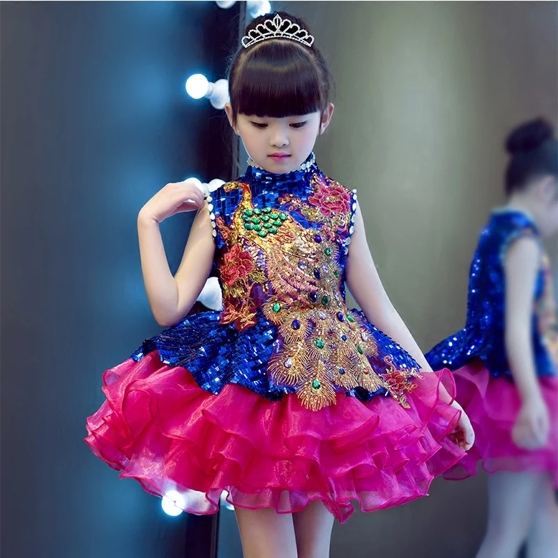 Luxury Princess Dress Crystal Flower Girl Dresses Long Tailing Kids Pageant Wedding Ball Gown Girls Formal Party B64 | Детская одежда и
