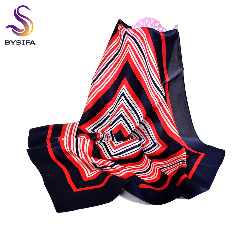 [BYSIFA] маленький шелковый шарф модные аксессуары красный синий 100% шелк тутового