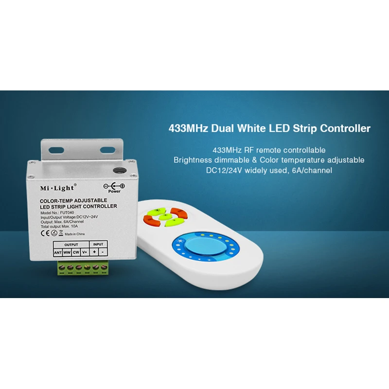 Miboxer FUT040 433 МГц двойной белый CCT светодиодный контроллер затемнения для теплого