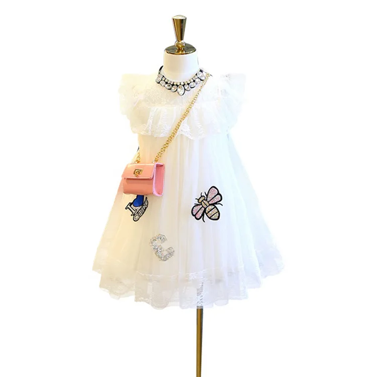 

Flower Girls dresses for New Year clothes Party Baby Girls Sleeveless Lace Princess Wedding Dress Children Party Vestidos