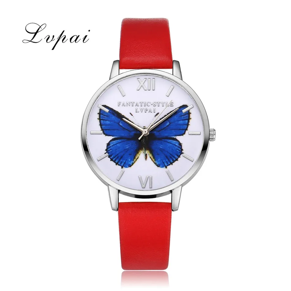 Горячей Продажи Lvpai Люксовый Бренд Женские Часы Кожаный Butterfly Кварцевые Часы Женские Наручные Часы Рождественский Подарок
