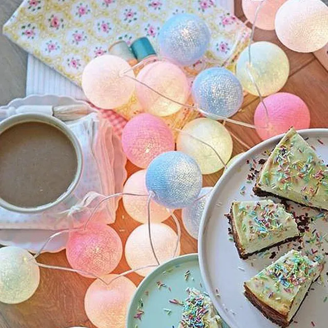 Candy Colors WENHSIN 3 м светодиодный светильник с хлопковым шаром, гирлянда для праздника, свадьбы, Рождества, вечеринки, спальни, сказочный светильник s, уличный светильник, гирлянда, украшение - Испускаемый цвет: Candy Colors