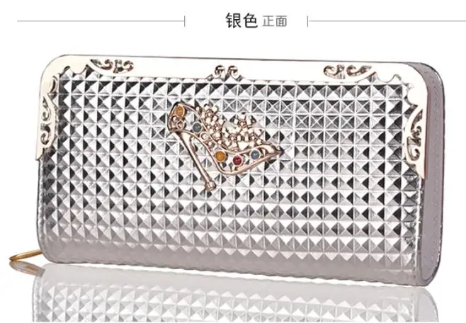 Элитный бренд со стразами из искусственной кожи Кошелек Для женщин вечернего банкета вечерние Длинные сцепления мешок денег на молнии Женский монетница Portfel кошельки
