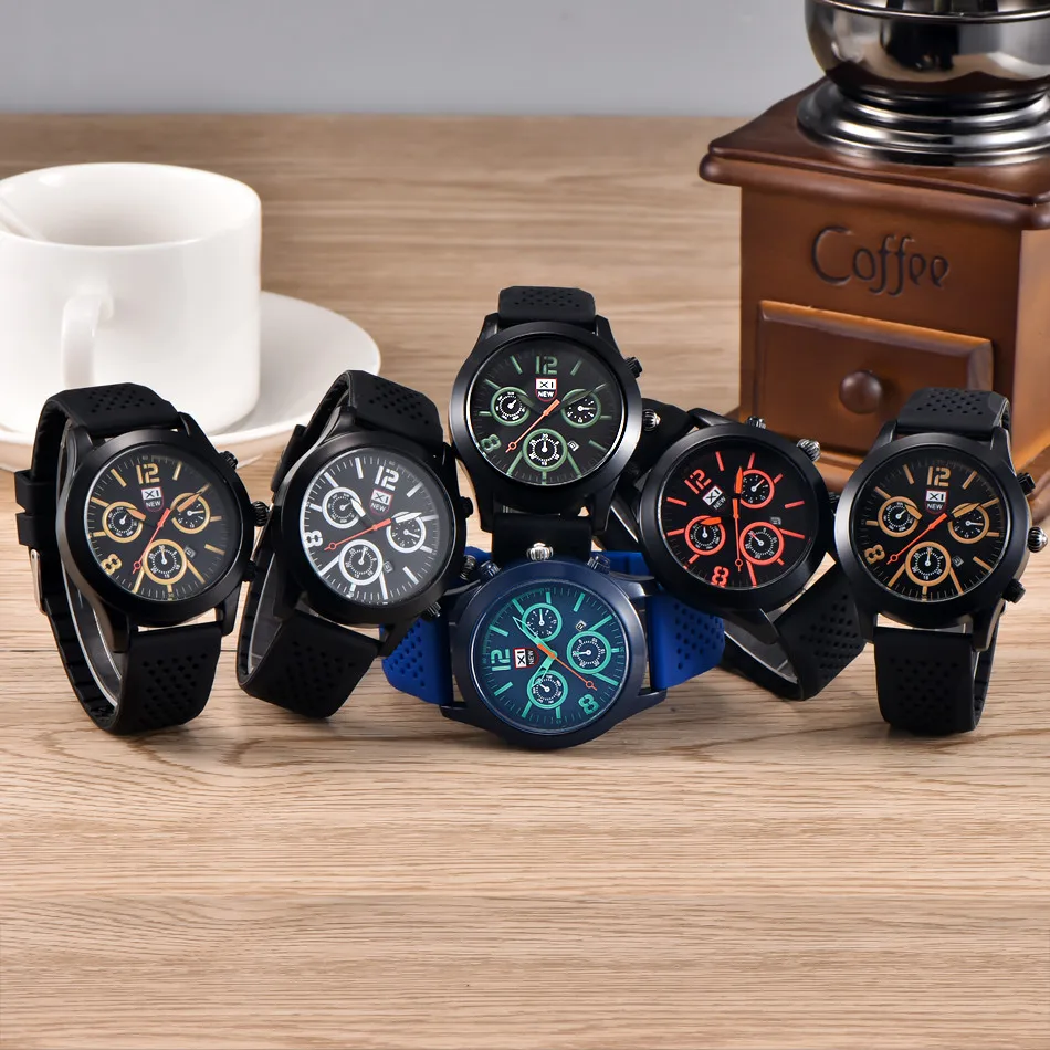 Часы наручные мужские с черным циферблатом кварцевые аналоговые из нержавеющей