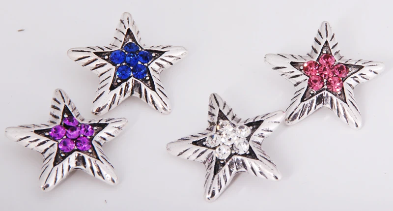 Модные красивые очаровательные цветные стразы звезды 18 мм застежки для браслета оптом KZ1180