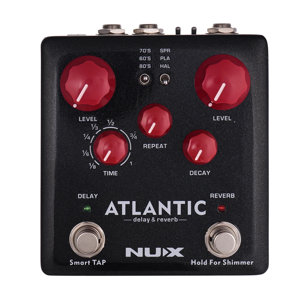 NUX ATLANTIC педаль эффектов для гитары, двойной переключатель для ног, 3 эффекта задержки и реверберации, педаль для гитары, темп, функция мерцания, True Bypass