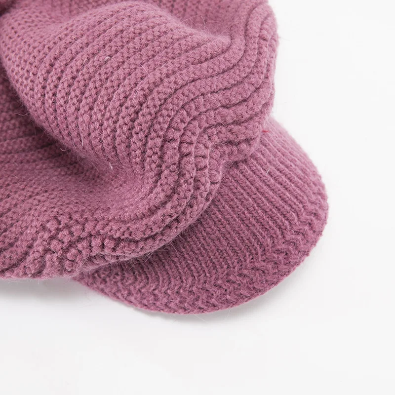 

Women Winter Warm Solid color Plus velvet Knitted Hats For soft Rabbit Fur Cap Ladies Skullies Beanies Fashion ski Hat Z70