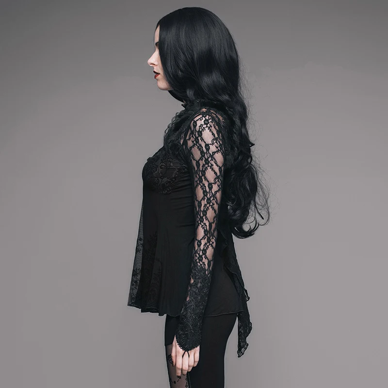 Женские кружевные топы в стиле ретро черные|lace sleeve|black toplace sleeve top |