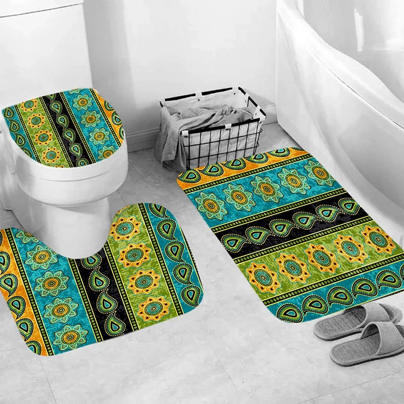 4 шт. набор для декора дома и ванной комнаты с зелеными цветами чехол унитаза