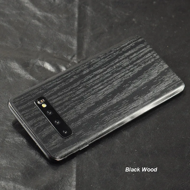 Black Wood 3D углеродного волокна кожи Защитная пленка Обёрточная бумага кожи Телефон Назад пасты фильм Стикеры для SAMSUNG Galaxy S10 плюс S10e S9 s8+ Примечание 8 9 - Цвет: Black Wood