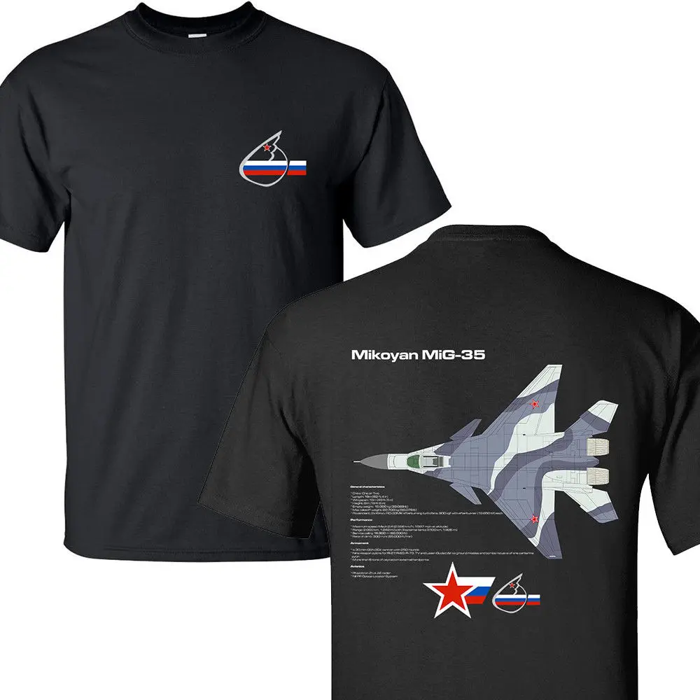 Новая летняя модная футболка Mikoyan MiG 35 Fulcrum F русские Летние черные футболки в