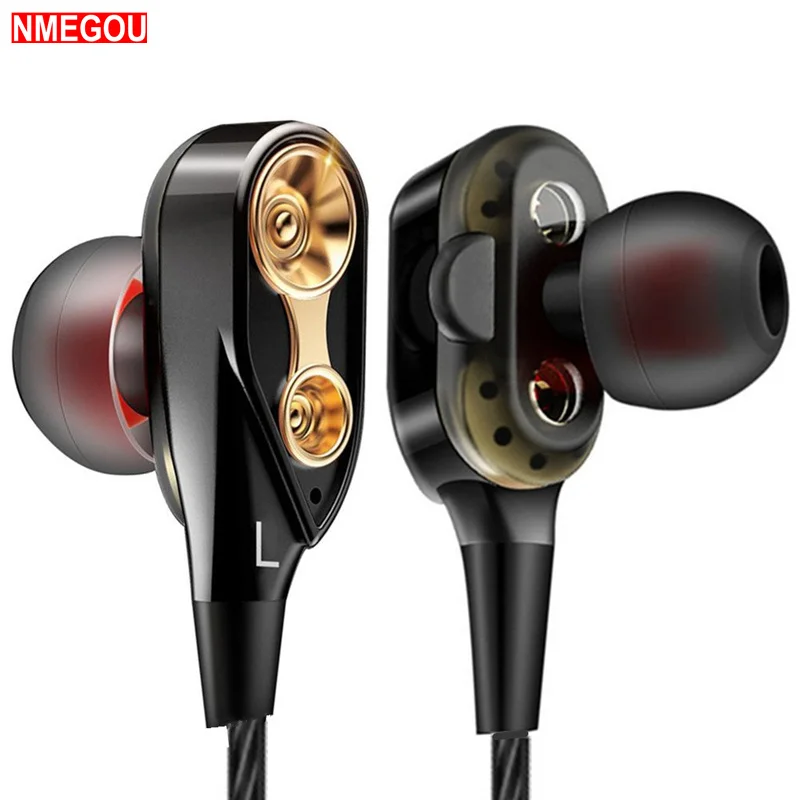 Двойной драйвер Hi Fi наушники стерео Бас 3 5 мм проводной In Ear для Мобильный телефон