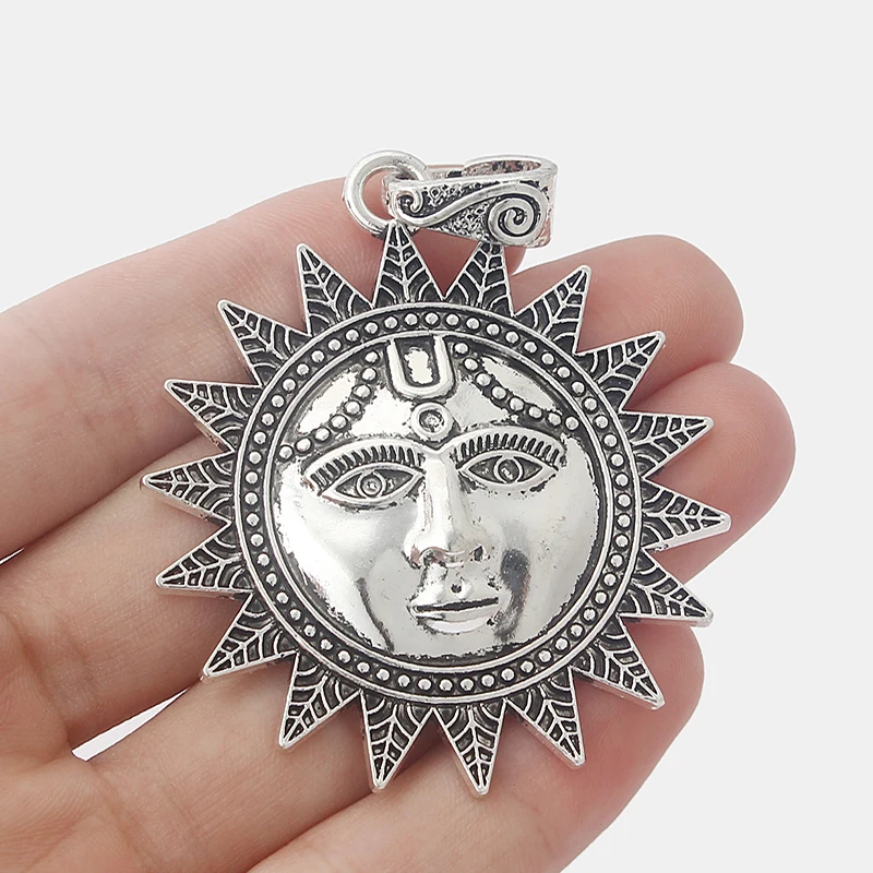 

3pcs Large Sun Face Charms Pendants For Necklace Jewelry Making Findings 53mm
