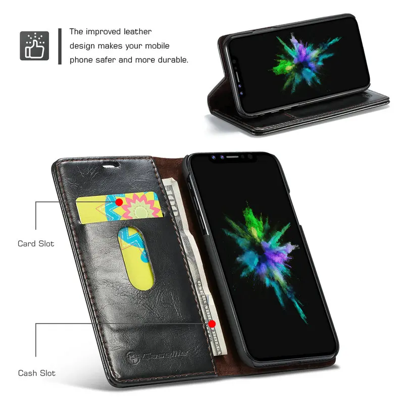 GOUJYW для iPhone 5 5S SE 6 Plus 7 8 X Кожаный чехол кошелек Гладкий роскошный Магнитный