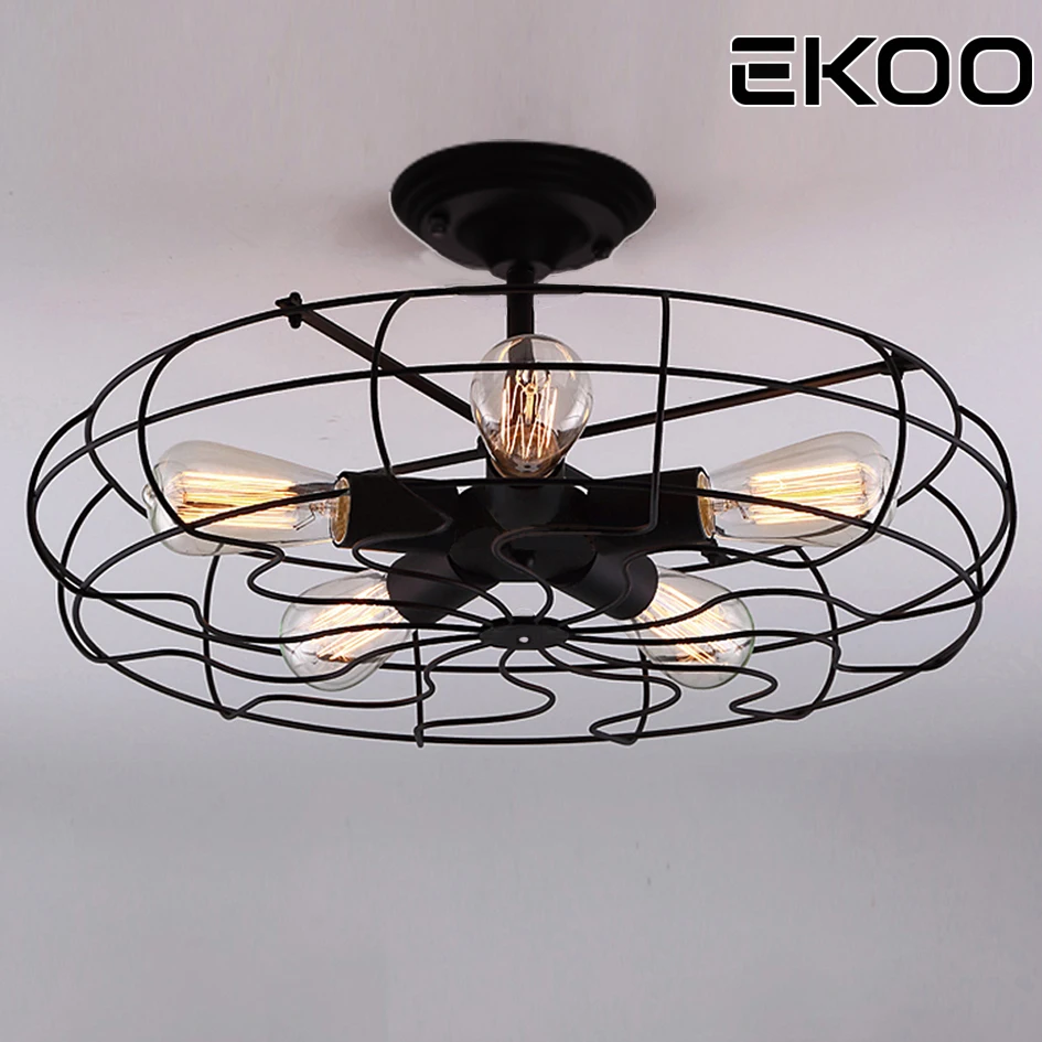 Люстра с полуутопленным креплением EKOO промышленный металлический светильник в