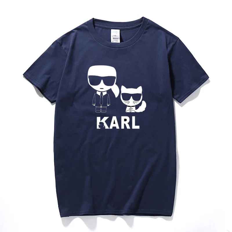 YUAYXEA karl lagerfeld женская футболка Лидер продаж Новая модная уличная летняя футболка унисекс хлопок высокого качества короткий рукав - Цвет: navy 7