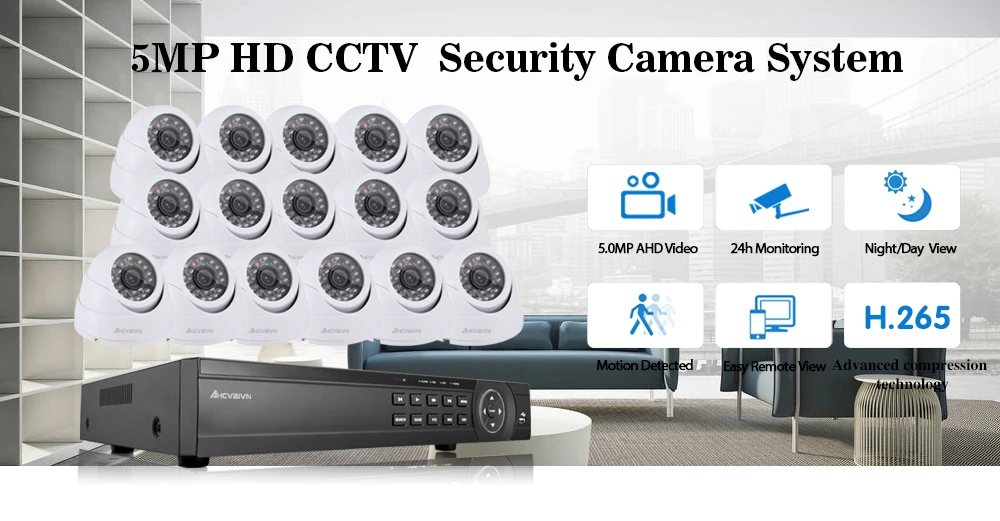 16CH 5MP CCTV камера система AHD DVR комплект супер HD 5MP камера безопасности для помещений ИК ночного видения Видео система безопасности