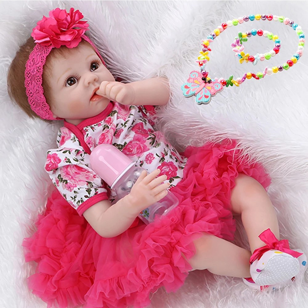 

Bebes Reborn Dolls 22"55cm soft Vinyl Silicone reborn baby doll Cute Girl Toys boneca For Children Birthday Gift NPK DOLL