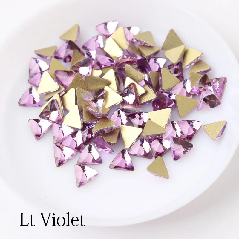 Lt violet Лидер продаж прозрачные новых малых Треугольники ногтей Стразы 13 видов цветов модный хрустальный камень 30/100 pcsdiy ногтя украшения - Цвет: Lt violet