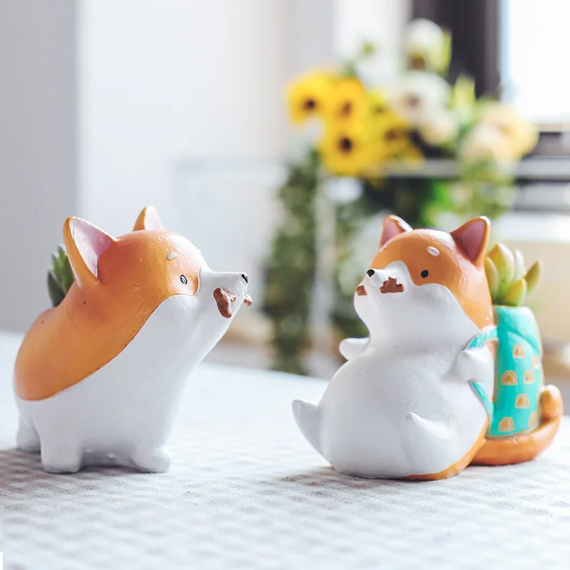 Суккуленты горшок Kawaii ZAKKA Акита такса собака хаски домашних животных смолы