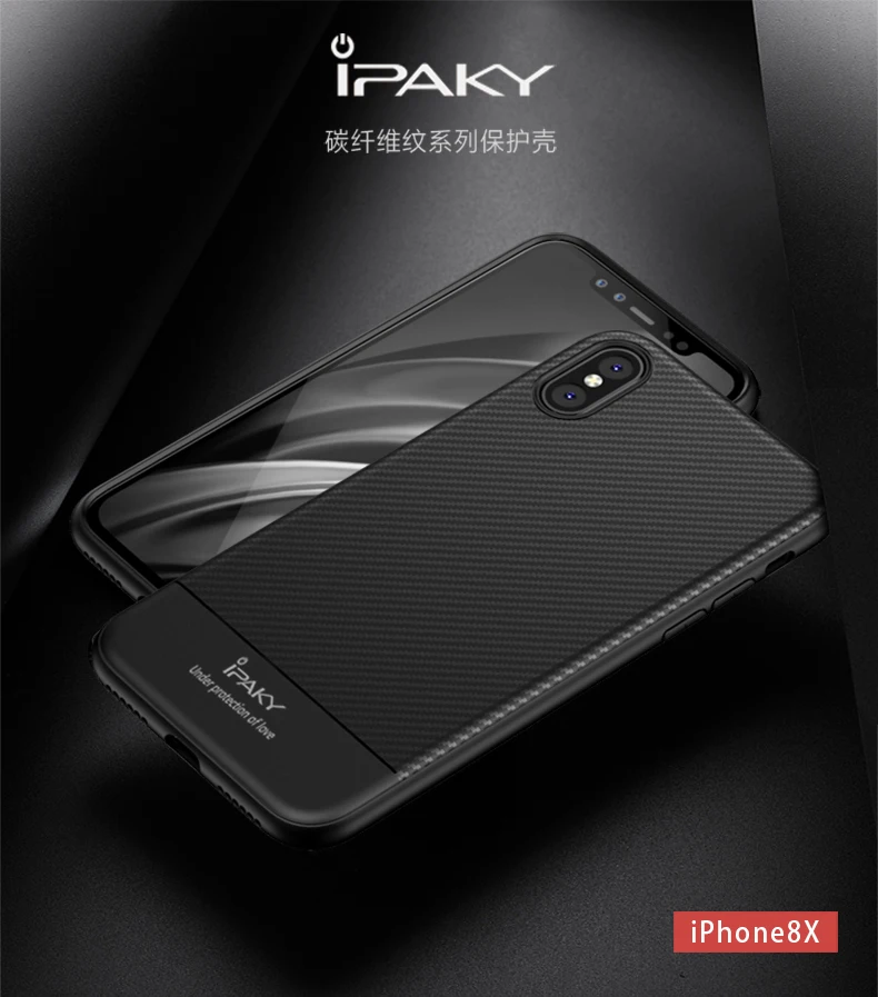 Для iPhone X XS XR Чехол iPaky Silm Coque для iPhone XS Max чехол из углеродного волокна кожаный силикон TPU чехол для iPhone X S Max чехлы