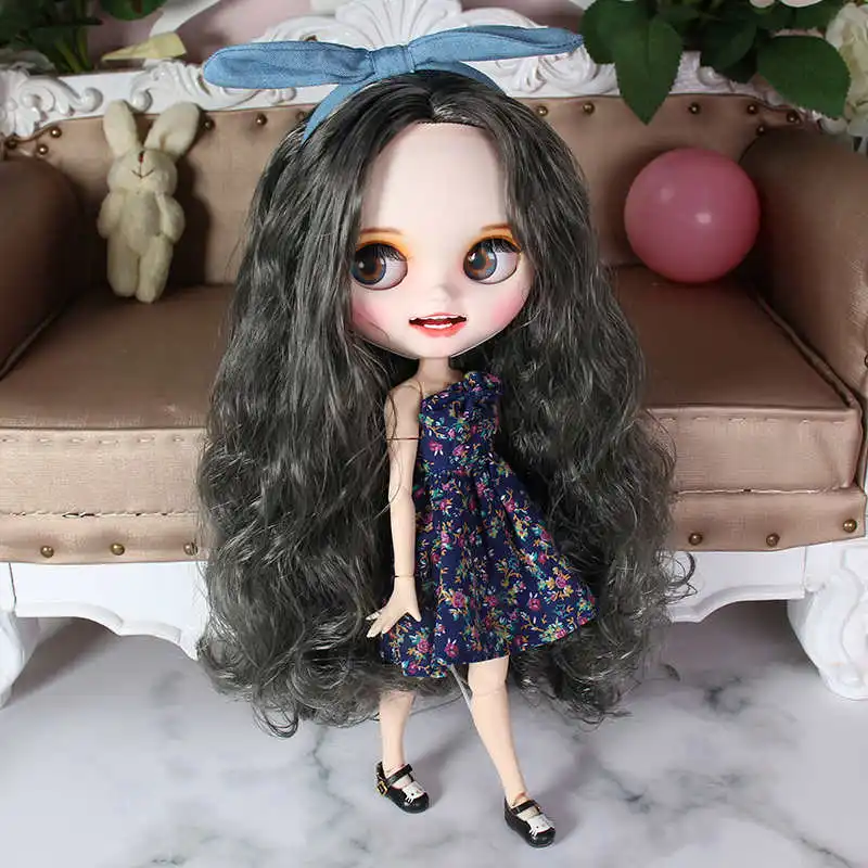 Complete set of doll Ледяная фабрика blyth кукла Ручная роспись матовое лицо белая кожа костюм куклы с зубами губы брови 30 см DIY BJD SD подарок - Цвет: Complete set of doll