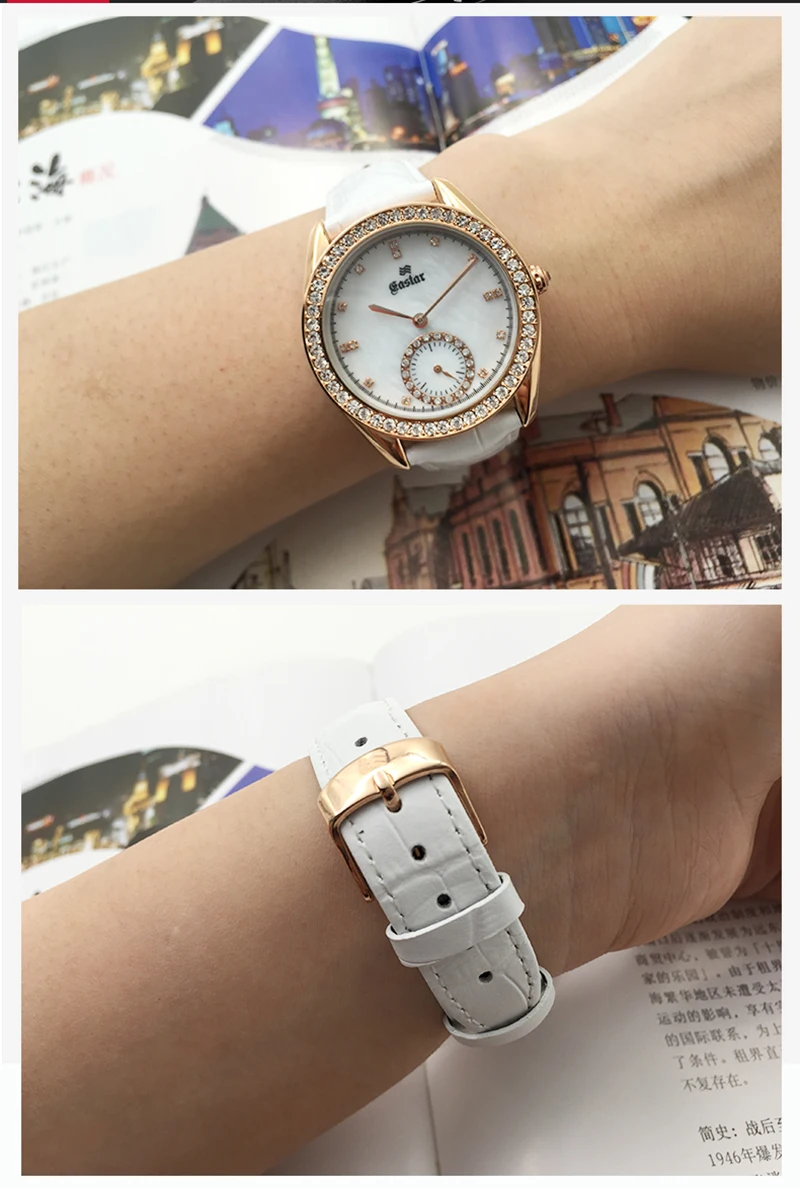 

Eastar High Quality Quartz Leather Wrist Watch Bracelet Fashion Women Clock Crystal Display Fashion Casual Wristwatch