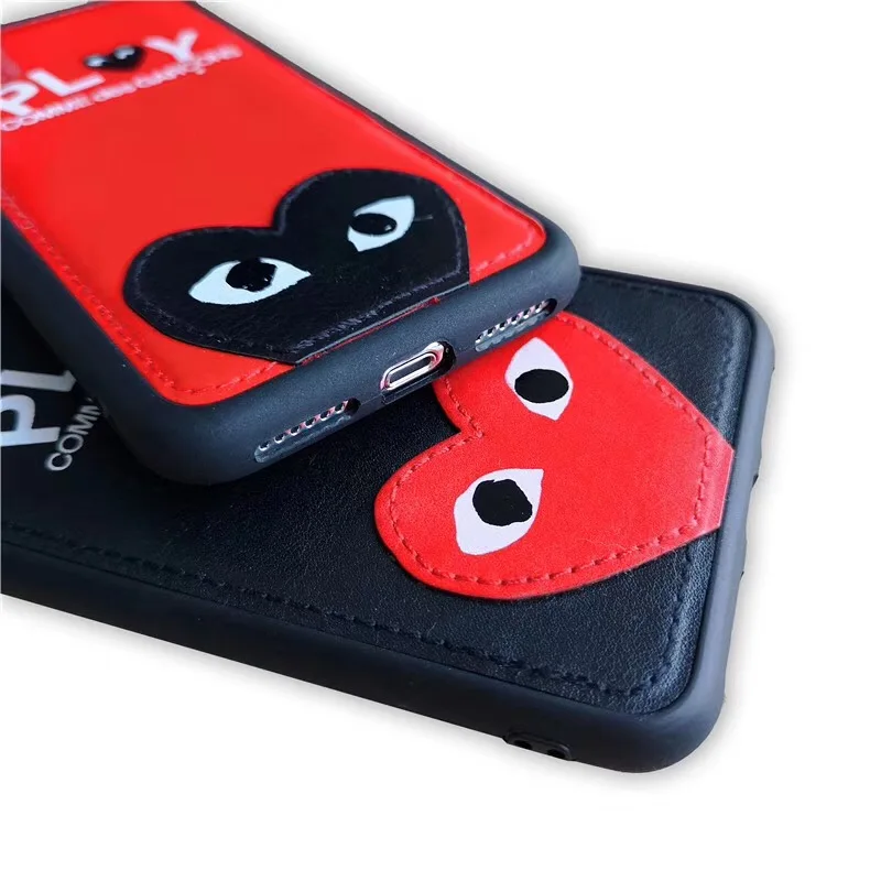 Hot Japan Comme des Garcons CDG play leather phone cover for iphone 6 6s 7 8 plus x xs max xr love eyes capa case coque |