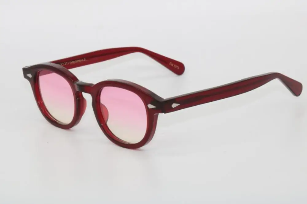 Wine red frame SPEIKE, индивидуальные винтажные градиентные розовые линзы, солнцезащитные очки, Джони Депп, лемтош стиль, ретро очки, могут быть близорукими, солнцезащитные очки - Цвет линз: Wine red frame