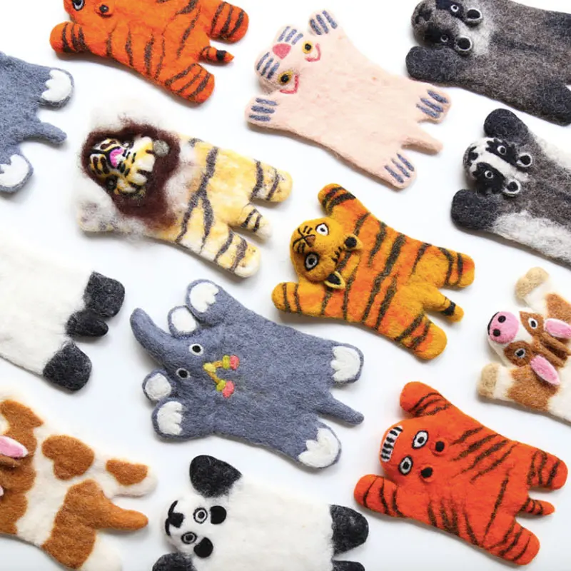 Коврики из 100% шерсти ручной работы с валяными подставками в виде животных