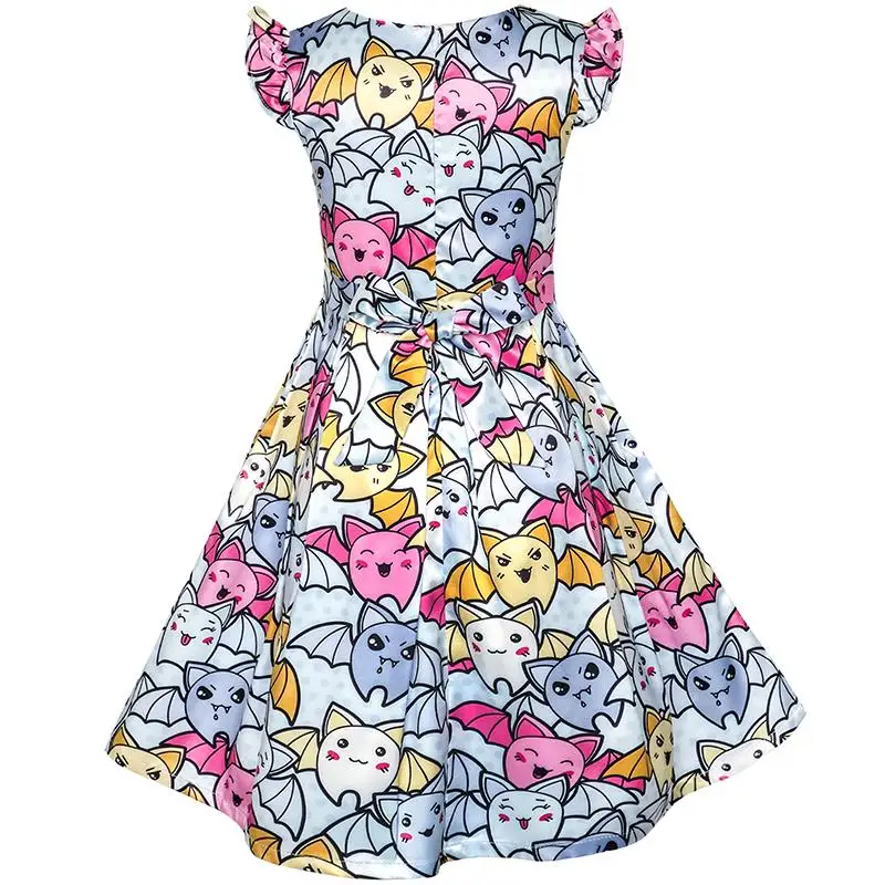 Sunny Fashion платья для девочек платье Хэллоуин Летучая мышь Костюм Мультфильм Платье