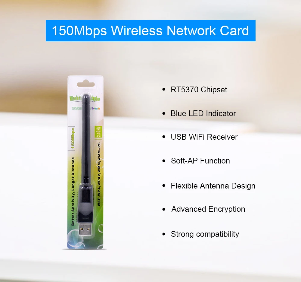 CHIPAL RT5370 чипсет 150M USB WiFi внешний адаптер ключ мини беспроводная сетевая карта LAN 2dbi