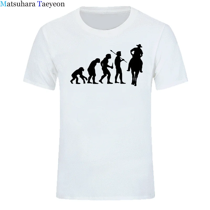 Мужская футболка с коротким рукавом evolution Cowboy Horse Rider Saddle Car Повседневная