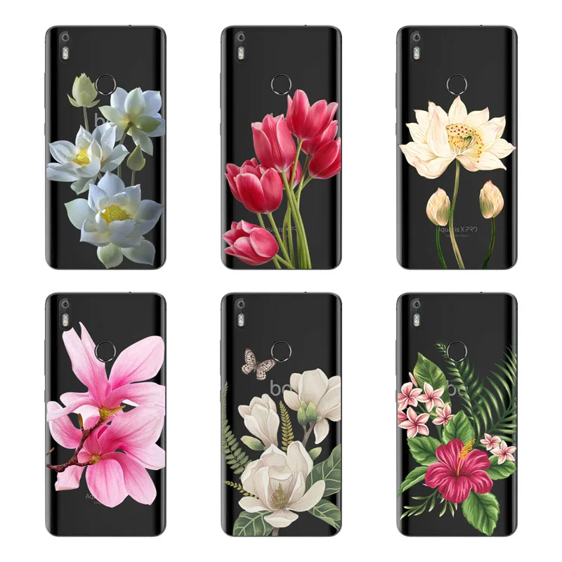 for BQ Aquaris X Pro Case Silicon Black Painting flower Soft TPU Back Cover protect Phone cases shell |