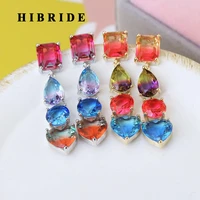 hibride 2019 new arrival water drop design women big drop earrings with aaa cubic zirconia stone party accessories e 522
