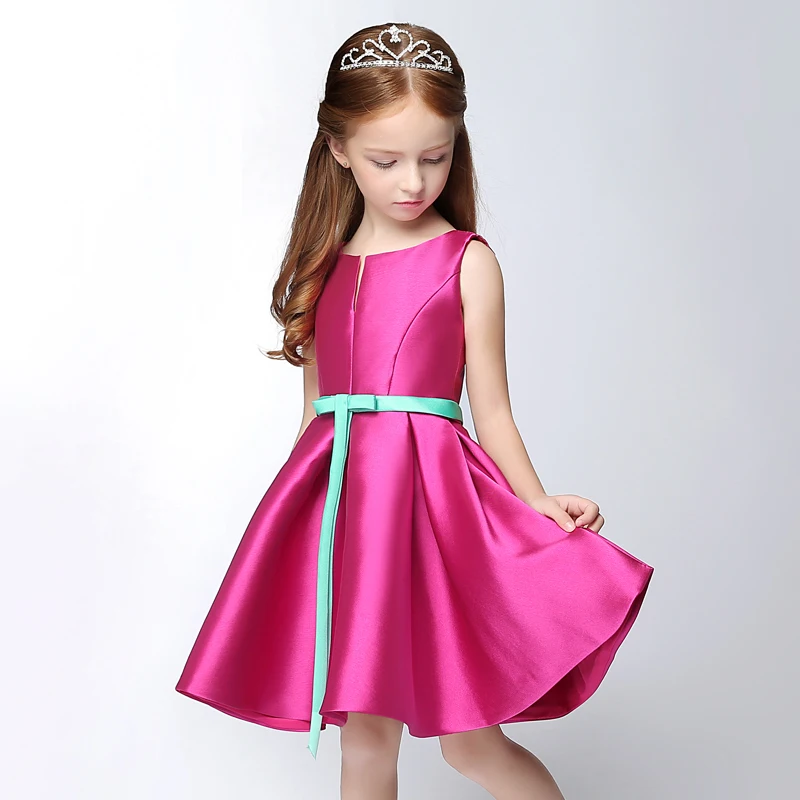 2018 Suosikki Платья с цветочным узором для девочек на свадьбу ярко-розовое платье