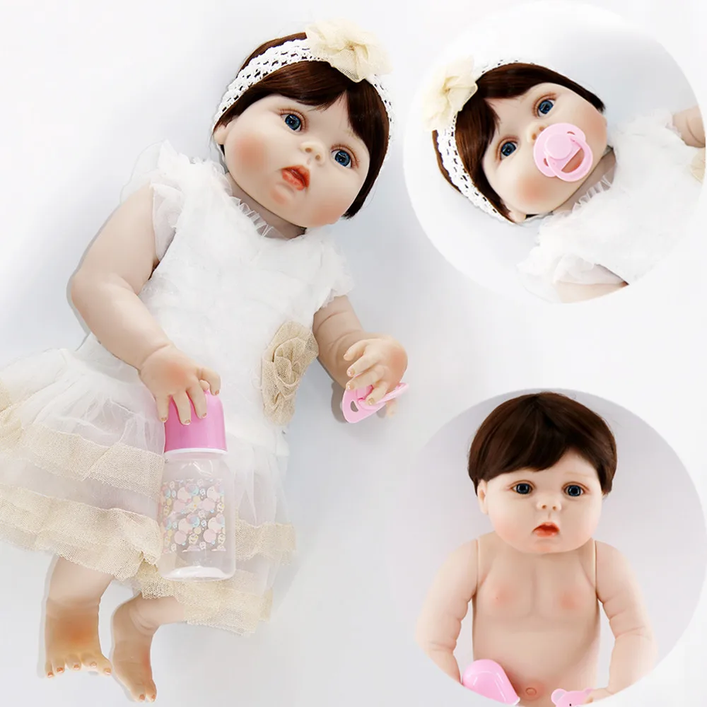 

23" Full Silicone Reborn Girl Baby Doll Toy Lifelike photography infant dolls baby dolls play house bonecas pink cute princess