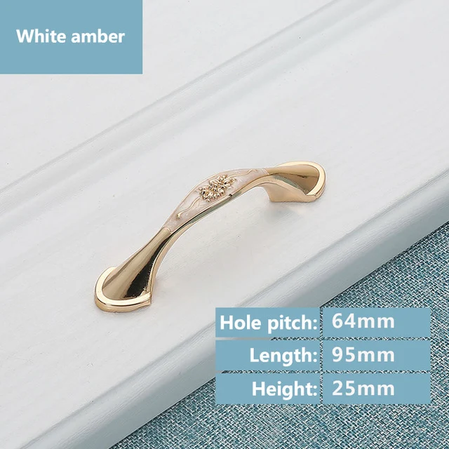 white amber 64mm KAK Европейский стиль ручки шкафа современные цвета слоновой кости белые ручки для выдвижного ящика дверные ручки к шкафу модная мебель ручки - Цвет: white amber 64mm