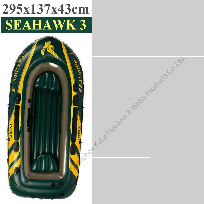 Intex seahawk надувная лодка для рыбалки на 3 человека, ПВХ, 295*137*43 см, лодка с алюминиевым веслом, ручной насос, Бостонский клапан, держатель стержня A06006 - Цвет: SET A