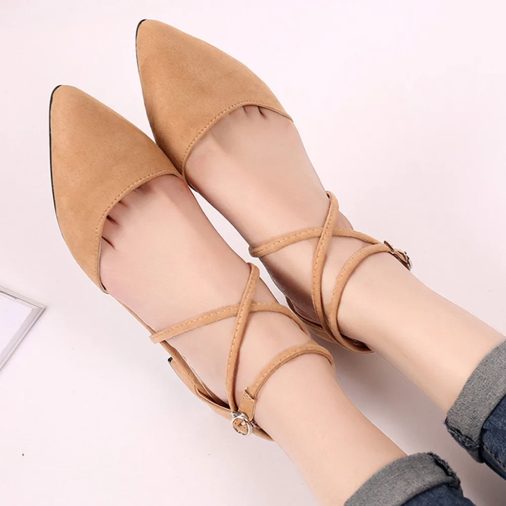 Women's Shoes 2019New Fashion Casual Point Toe Buckle Strap Square Heel Sandals Med Heel Shoes Female Sexy Party Sandals