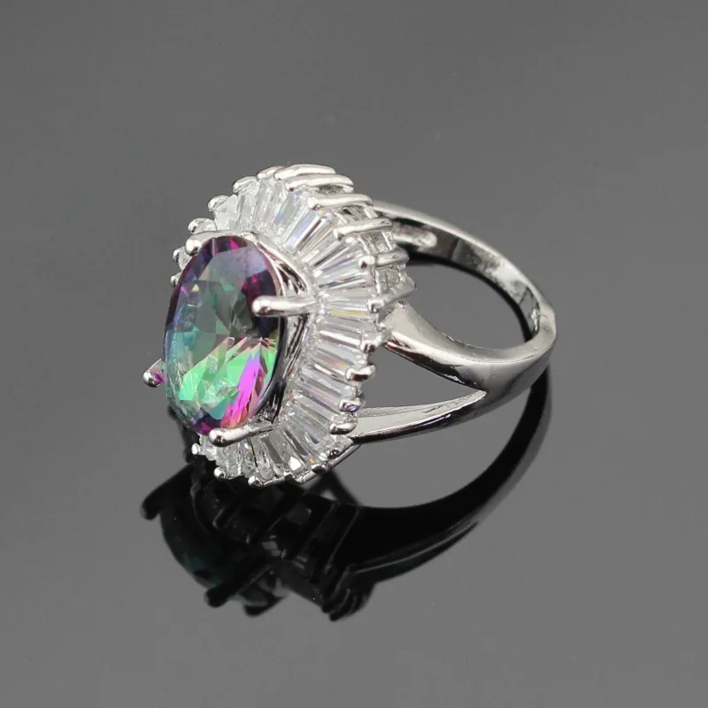 Набор свадебных украшений серебряного цвета для женщин разноцветное Радужное