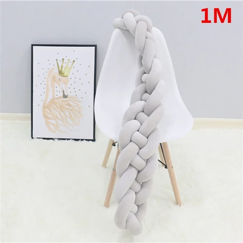 4 tied Grey 1M 1 м/2 м/3 м Детские плетеные Бамперы для кроватки, подушка с узлом, четыре привязанные постельные принадлежности для новорожденных, детская кроватка Dector - Цвет: 4 tied Grey 1M