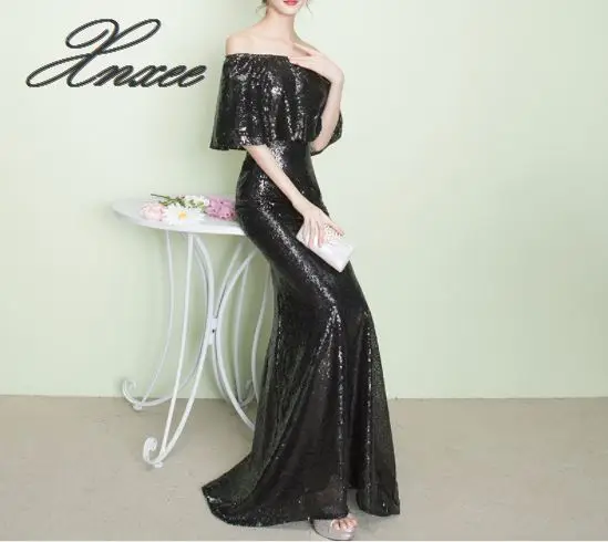 

2020 long dress naked back dress one word shoulder slim tube top dress