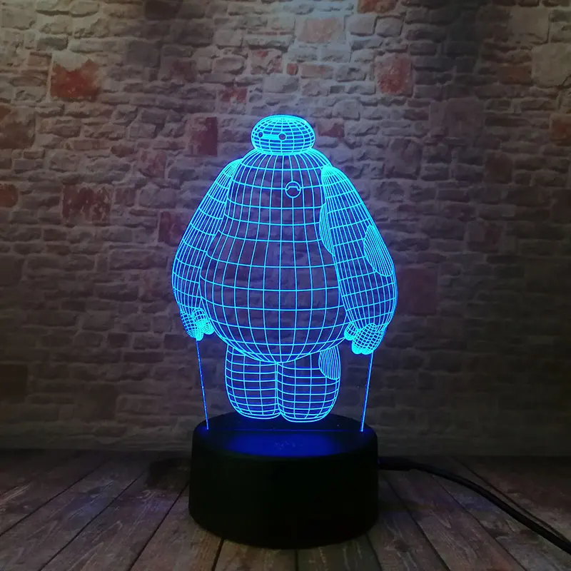 Светящийся робот Baymax модель 3D светодиодный ночной люминесцентный цветной