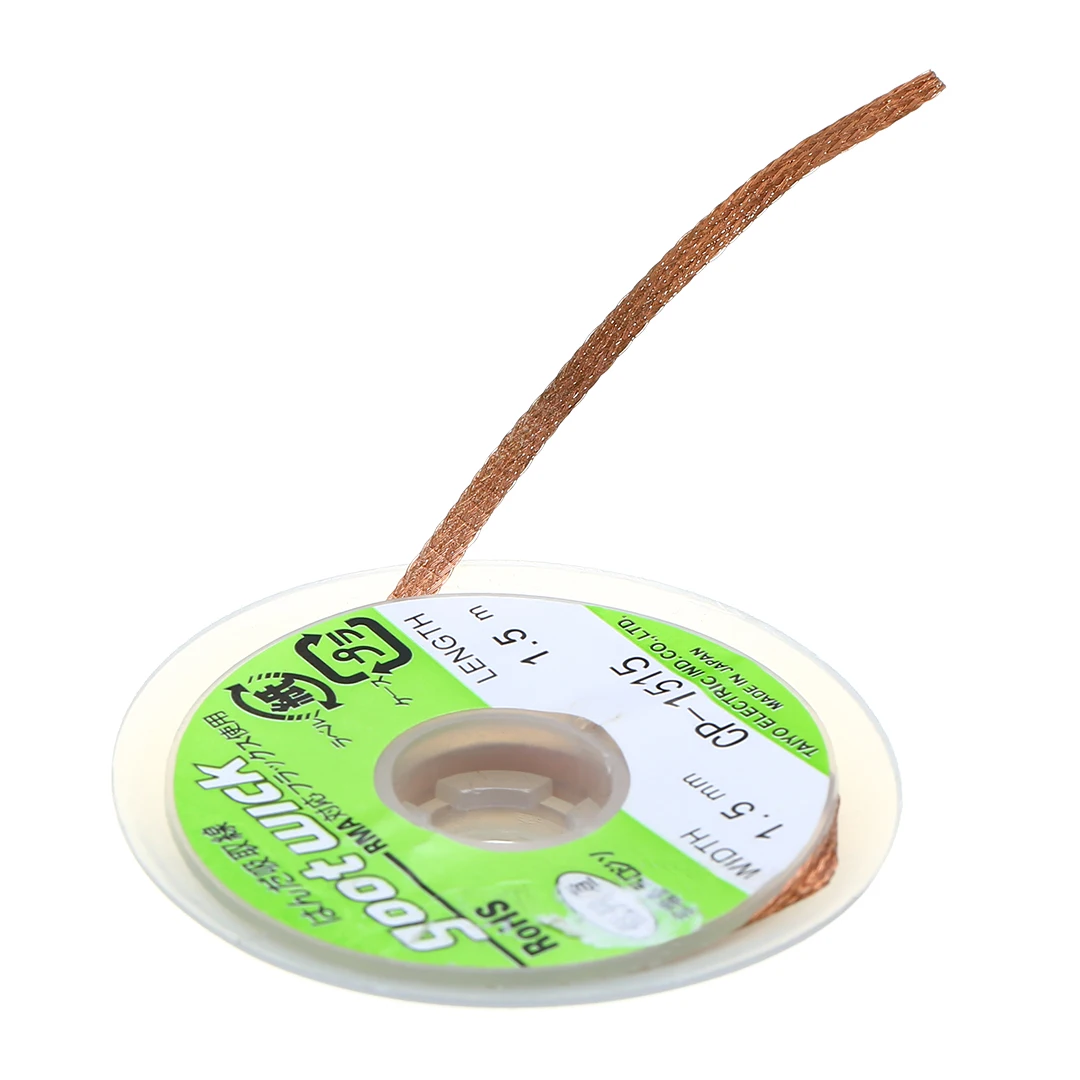 CP-1515 распайки Плетеный Медный провод Roll Desolder Вика кабель Remover 1,5 м* 1,5 мм для паяльник припой Запчасти Mayitr